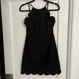 Vici Black Scalloped Mini Dress